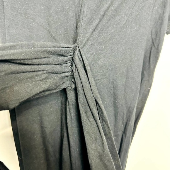 Monrow NWOT Crew Neck Short Sleeve Pocket Tee Dress Slit Tie Black Size Small - Picture 7 of 8